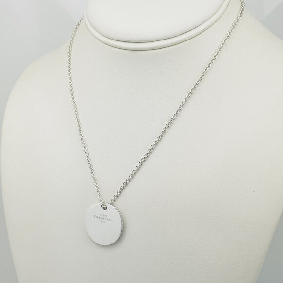 16" Tiffany Round Coin Edge Engravable Pendant on 1.5mm Link Chain Necklace - Picture 10 of 16